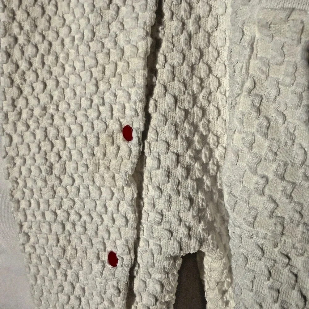 Vtg EUC Carter's Santa Bear Ho Ho Waffle Knit Snap Button Sleeper  M (12–17 lbs)